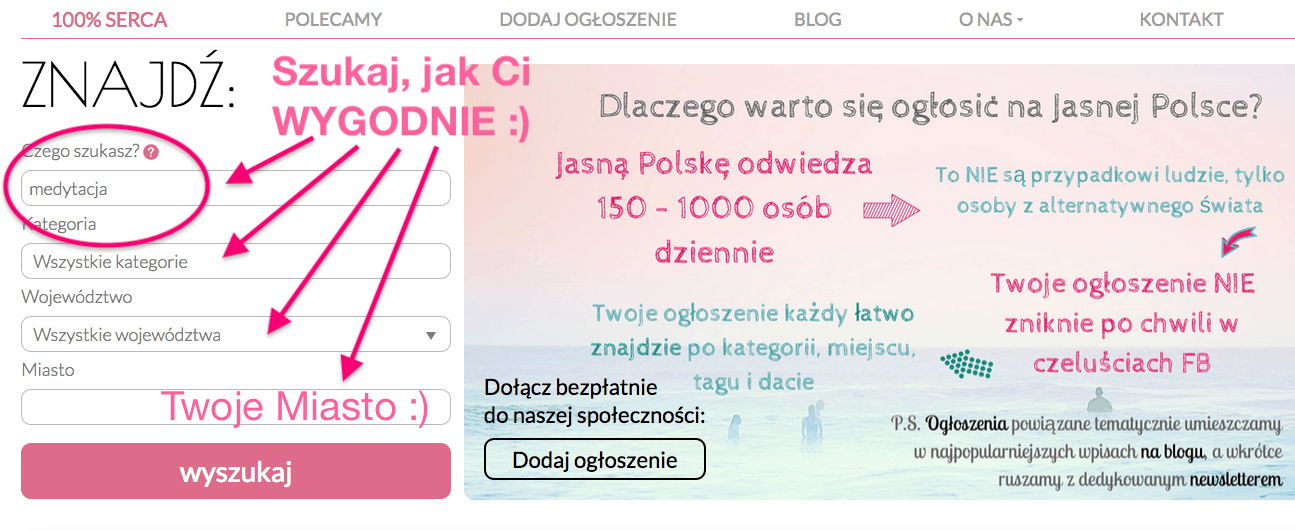 Jasna Polska alternatywny portal duchowy, blog, wyszukiwarka ogłoszeń, szukaj warsztaty, kursy, wydarzenia, rozwój osobisty, duchowość, ezo ogłoszenia, blog rozwojowy